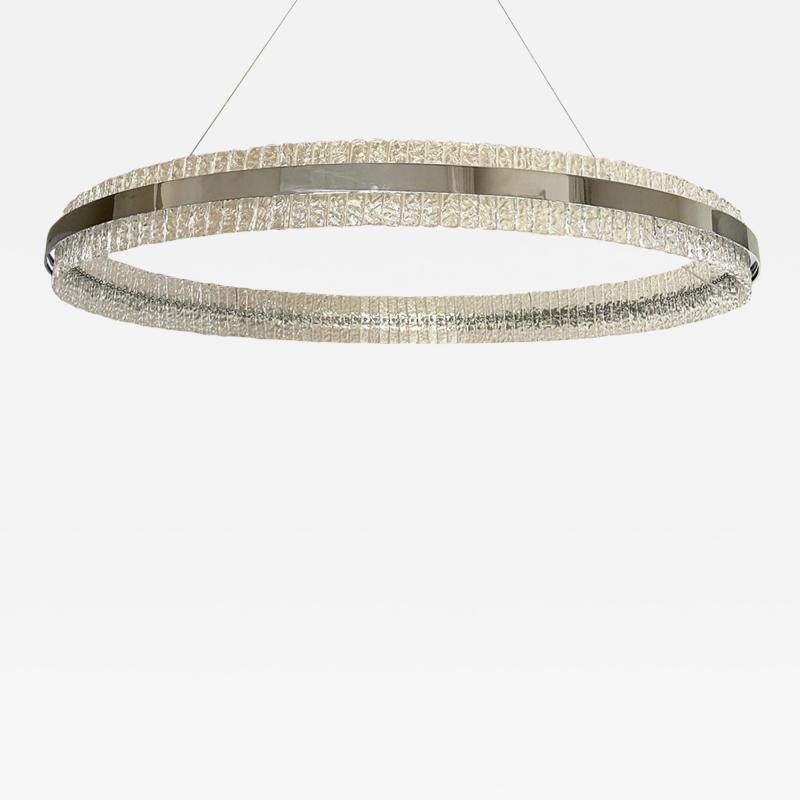 Murano Glass Ice Chandelier Hammered Clear Glass in Polish Kromo Ring