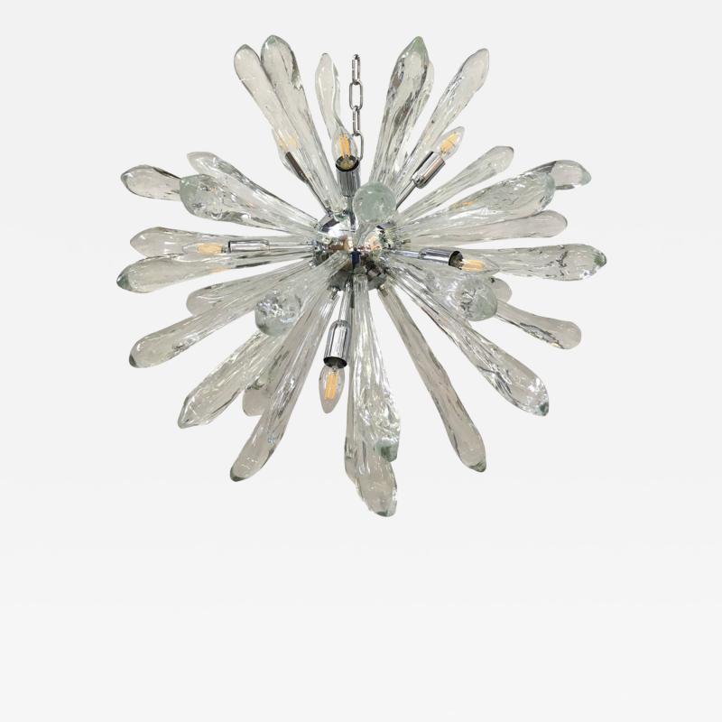 Murano Glass Ice Clear Sputnik Italian Chandelier