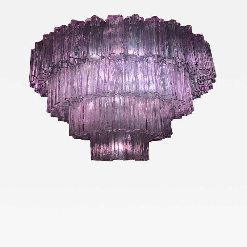 Murano Glass Pink Amethyst Tronchi Chandelier 1970