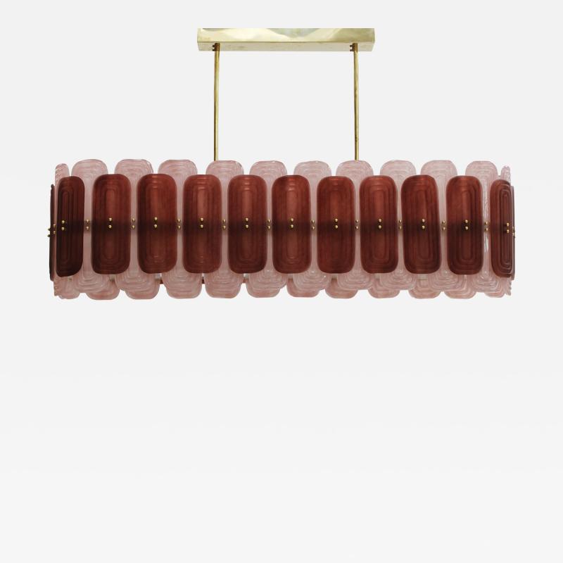 Murano Glass Suspension Lamp with Gold Metal Structure Italy