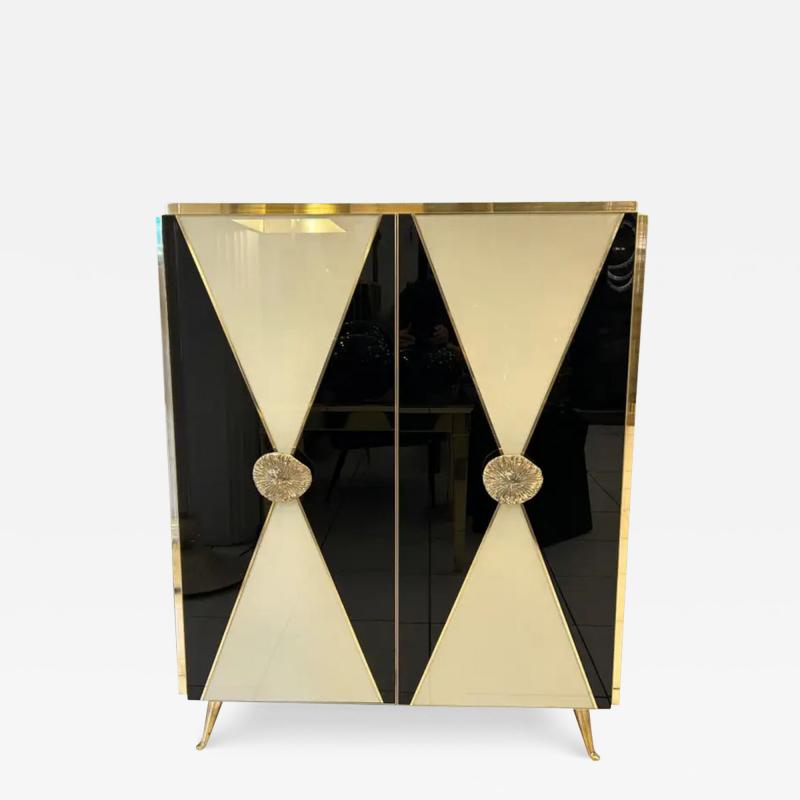 Murano Glass and Brass Side Cabinet