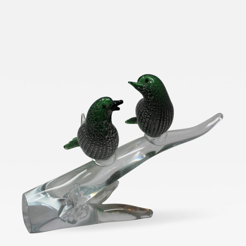 Murano Luxury Glass Two Birds on a Branch 