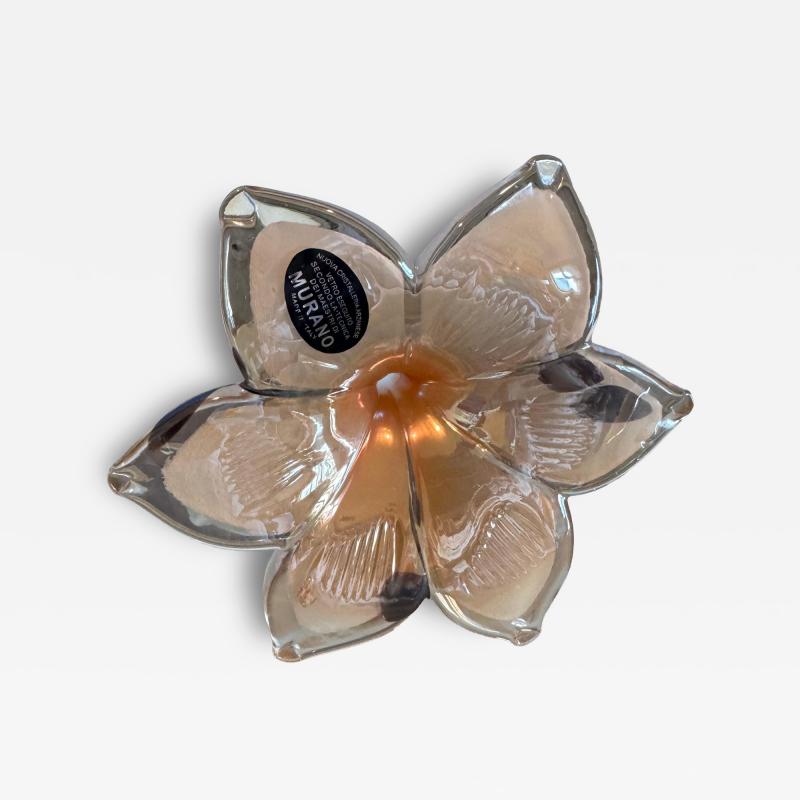 Murano Orange with Black incluisions Handblown Flower
