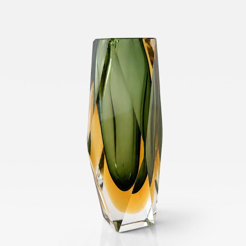 Murano Sommerso Faceted Glass Vase Italy 1960s 