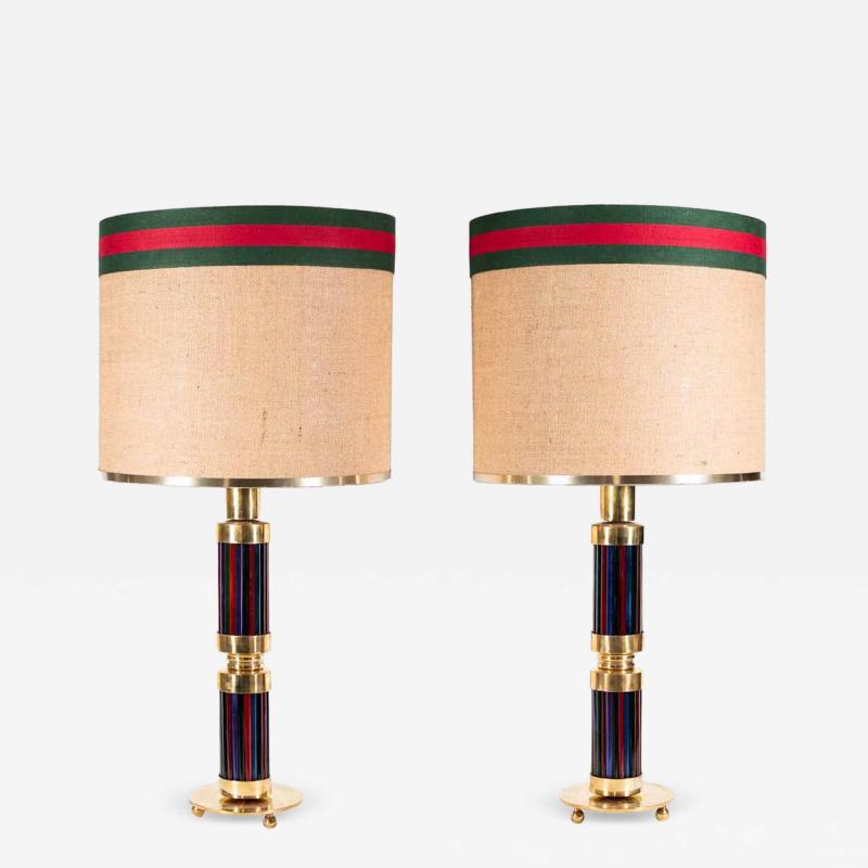 Murano glass and brass table lamps with Gucci inspired shades