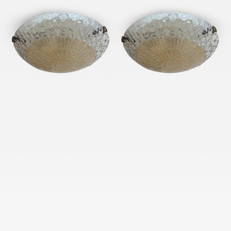 Murano glass flush mount ceiling light Italy circa 1960s