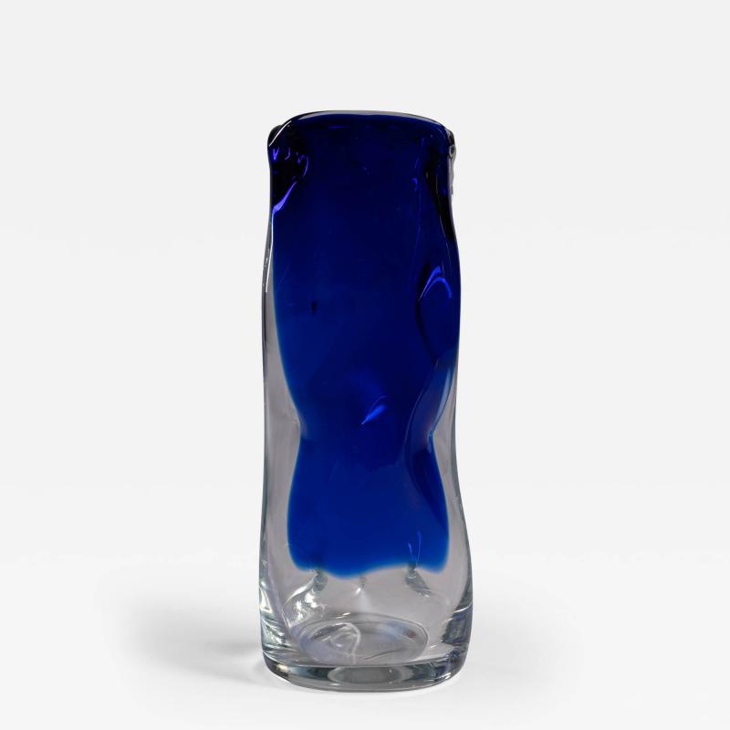 Murano glass vase with abstract blue motif Italy late 1970s 