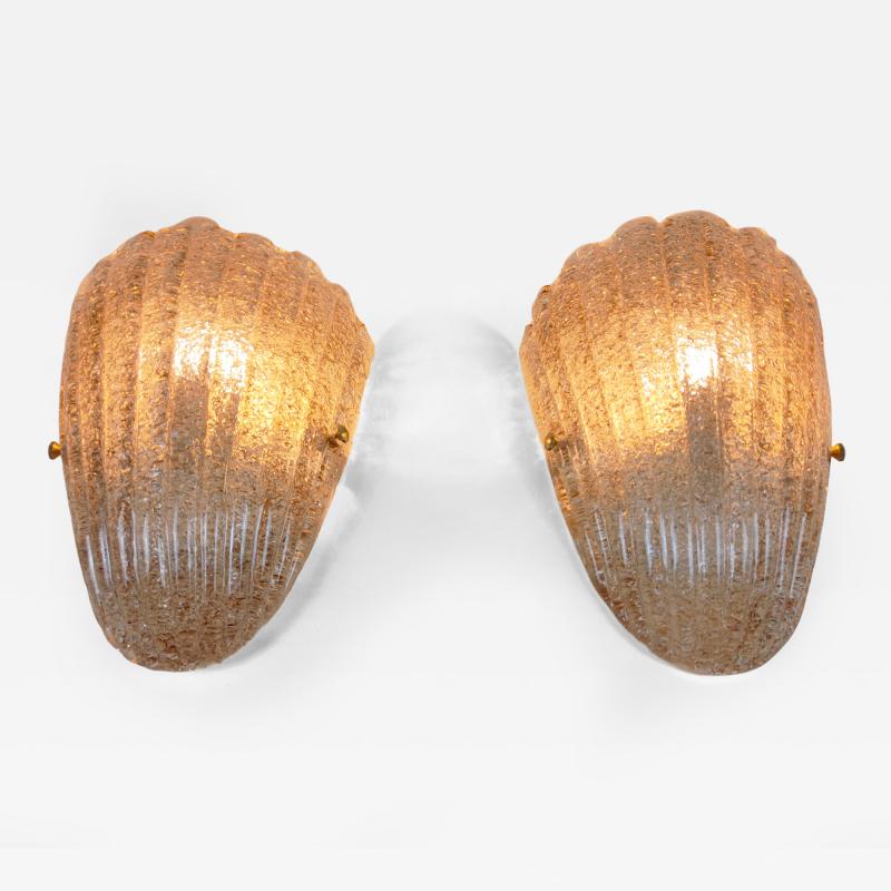 Murano glass wall sconce smokey brown grained half cup