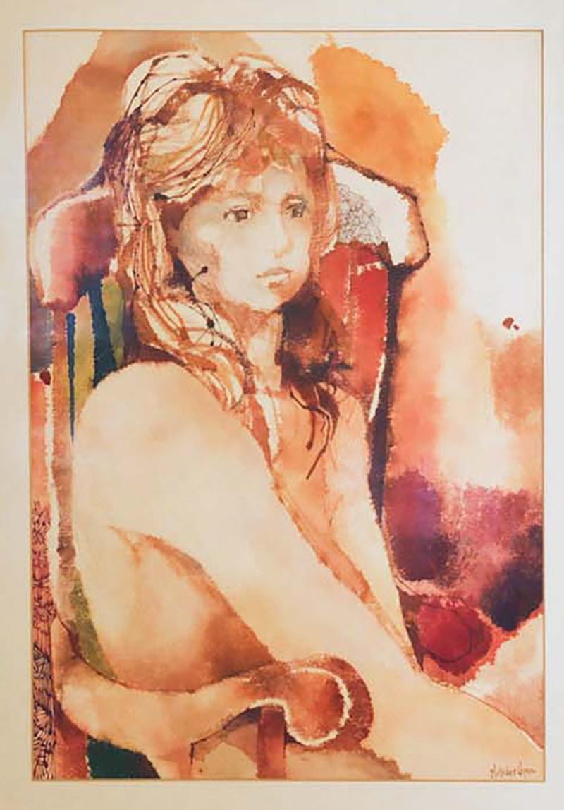 Myra Sides Copus Myra Sides Copus Original Watercolor Painting Portrait of a Girl