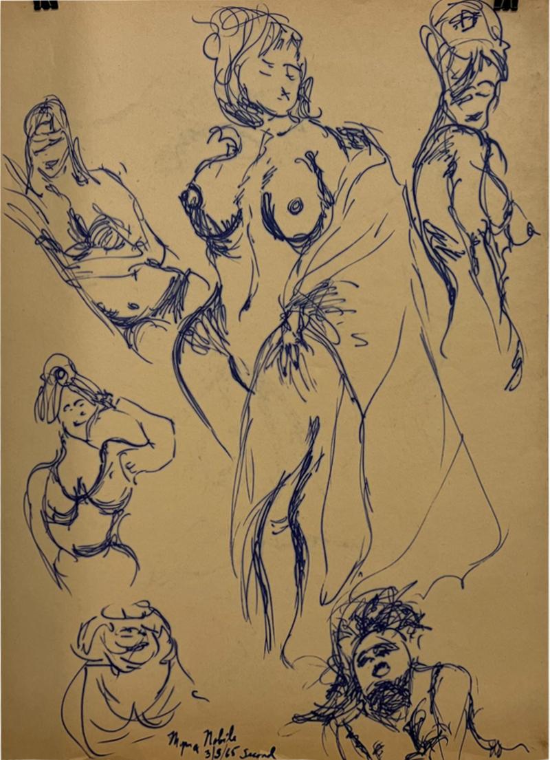 Myrna M Nobile Myrna Nobile Nude Art Paper Drawing 1 Signed 3 5 65 San Diego CA