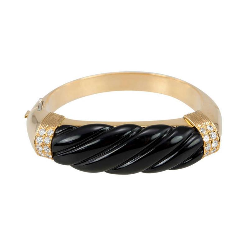 NARDI GOLD BANGLE W ONYX DIAMONDS