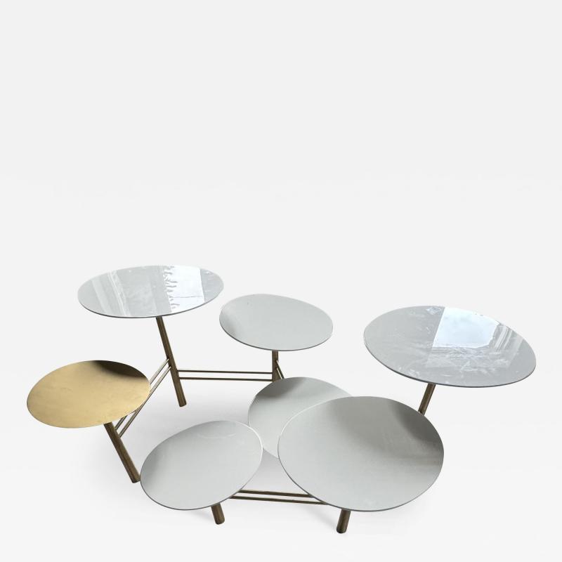 Nada Debs MODERNIST WHITE AND GOLD PEBBLES TABLE BY NADA DEBS