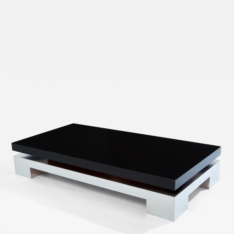 Nadine Charteret Nadine Charteret black lacquer brushed steel coffee table 1972