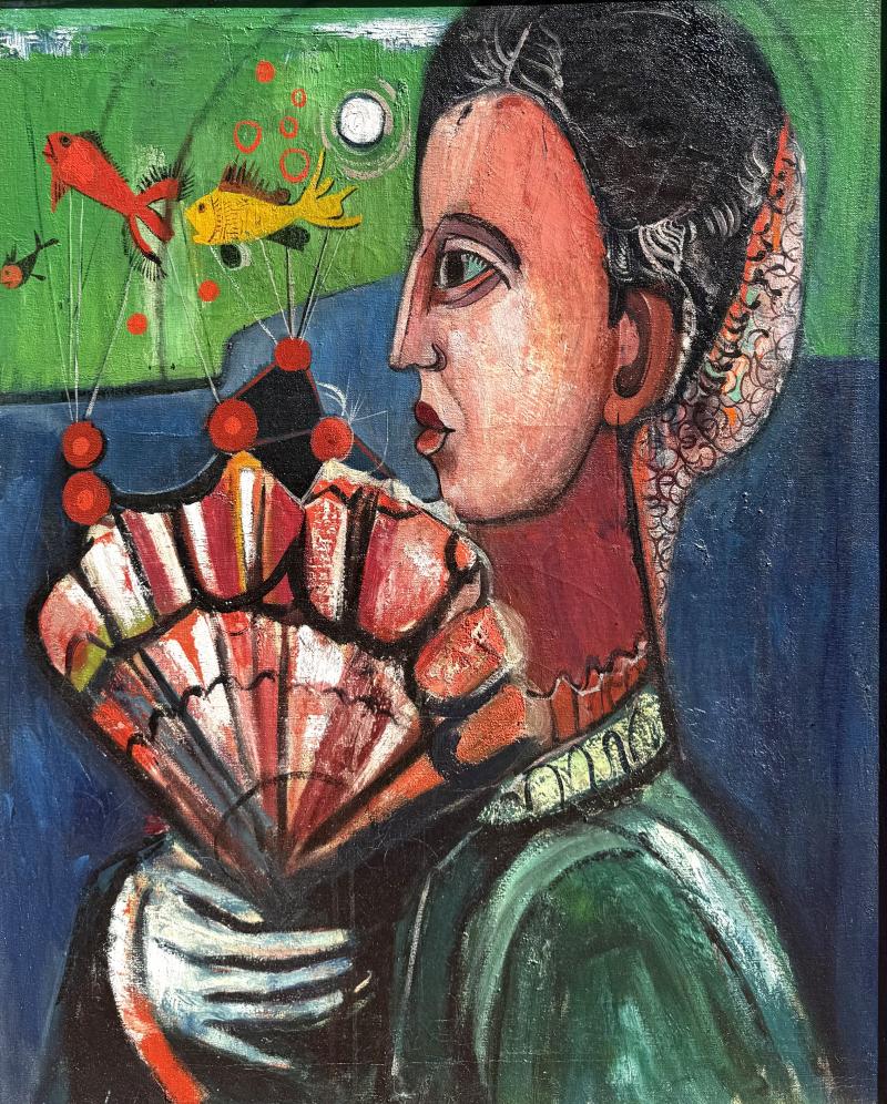 Nahum Tschacbasov Gentleman with Fan and Gold Fish 