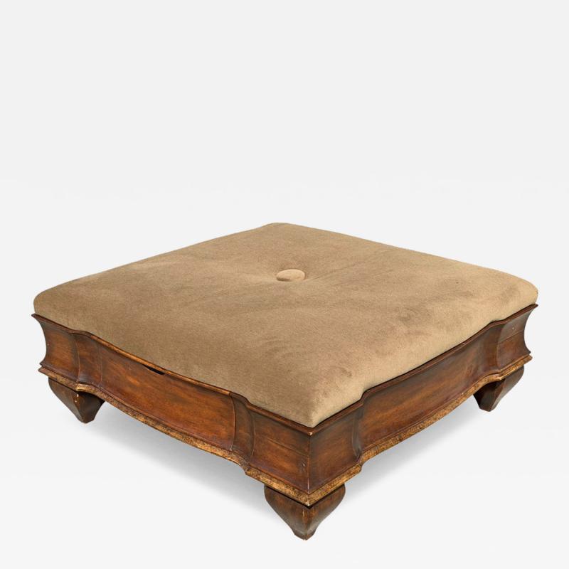 Nancy Corzine Huge Mahogany Giltwood Mohair Cocktail Ottoman Footstool