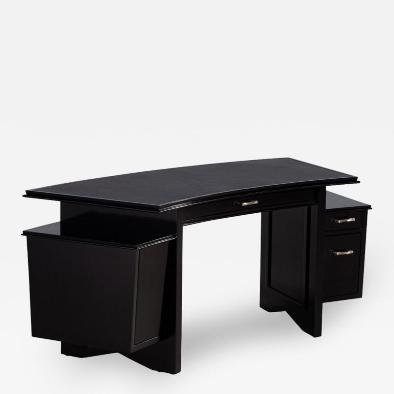 Nancy Corzine Modern Curved Black Leather Writing Desk by Nancy Corzine Fusion Desk