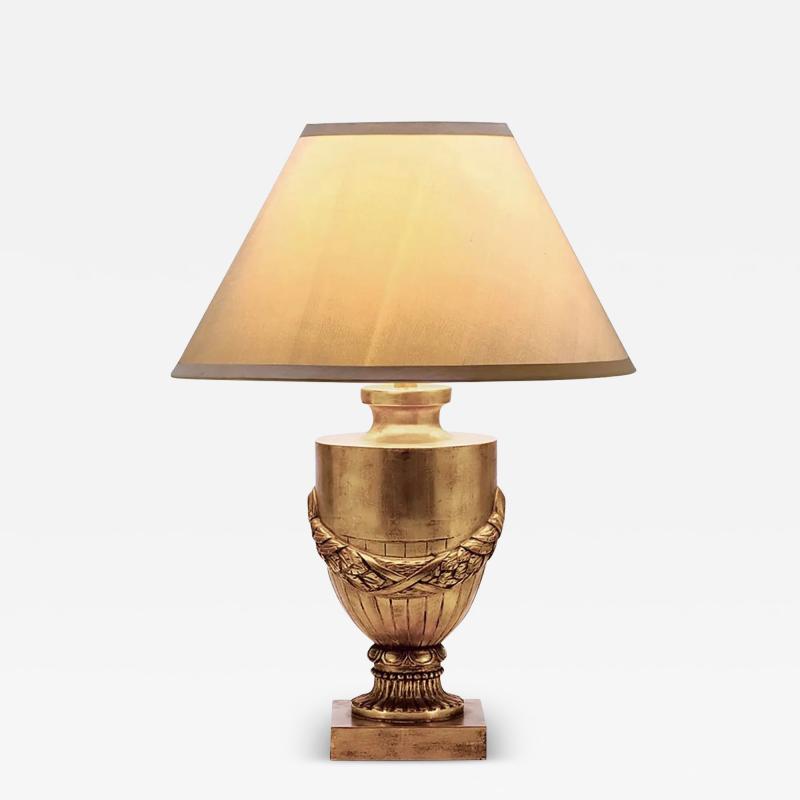 Nancy Corzine Nancy Corzine Neoclassical Urn Form Yellow Gold Giltwood Table Lamp