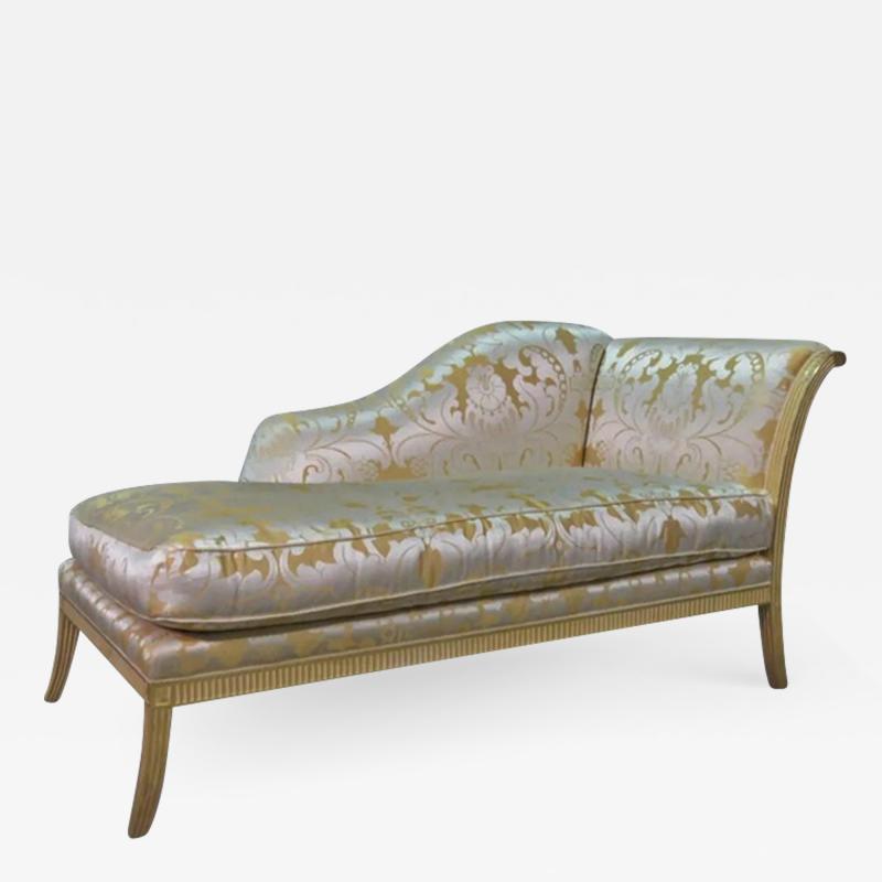 Nancy Corzine Nancy Corzine Regency Style Silk Damask Chaise Lounge With Gilt Trim