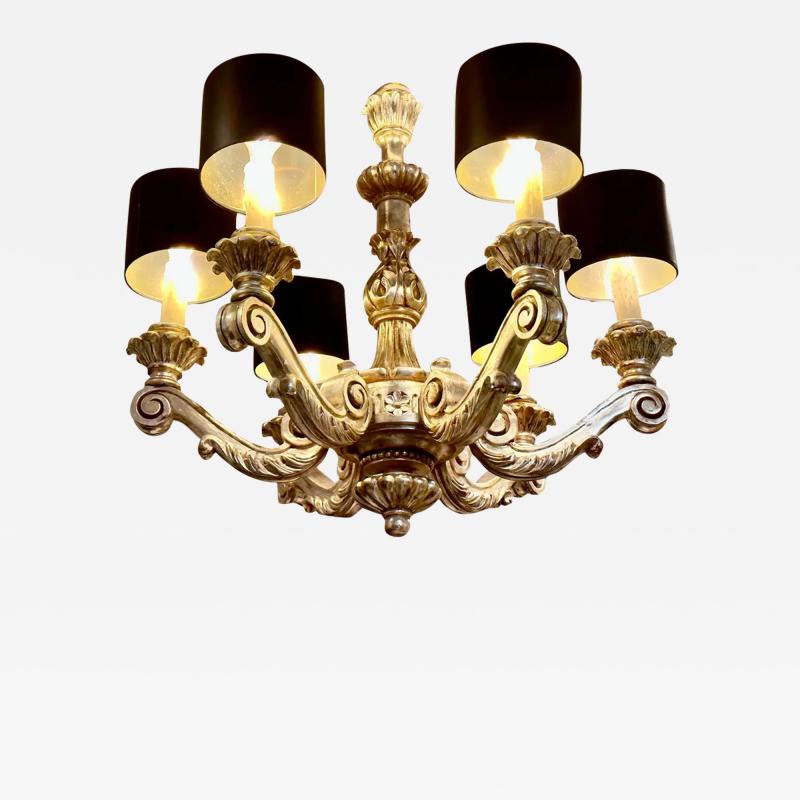 Nancy Corzine Nancy Corzine White Gold Giltwood Chandelier