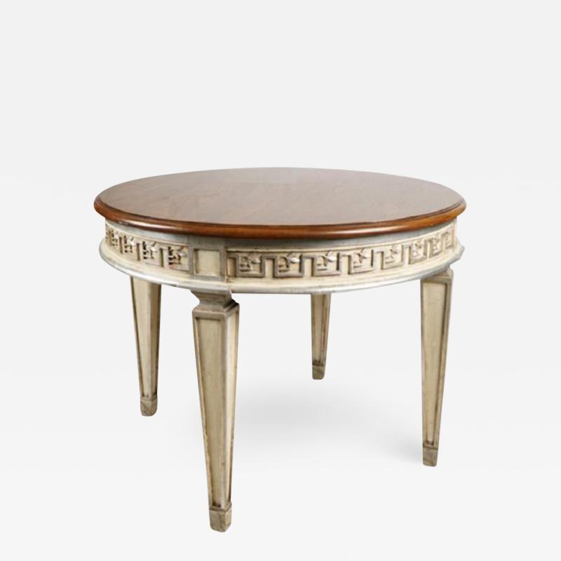 Nancy Corzine Neoclassical Nancy Corzine Greek Key Silver Giltwood Round Side Table