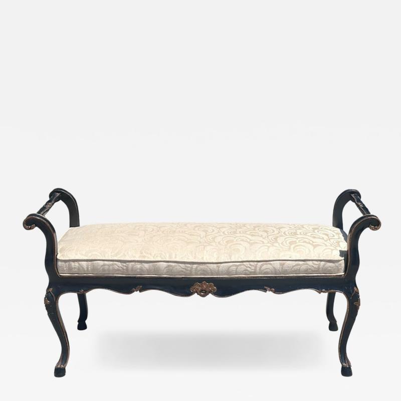 Nancy Corzine Regency Style Black Gold Bench W Nancy Corzine Sag Harbor Fabric