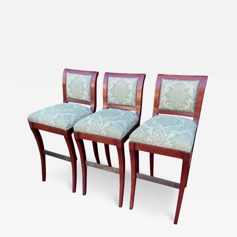 Nancy Corzine Set of 3 Nancy Corzine Italian Mahogany Bar Stools