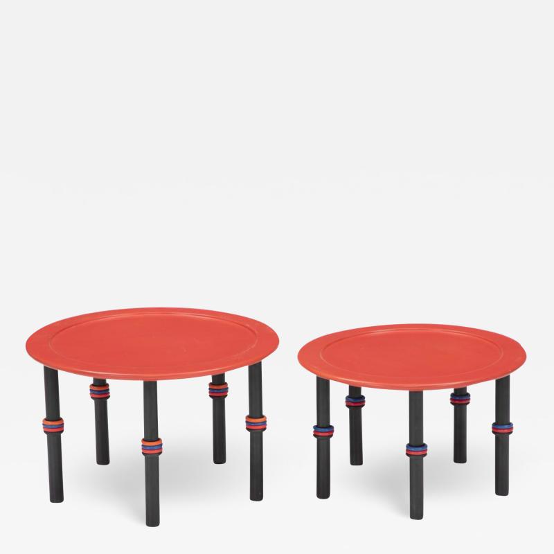 Nanna Ditzel Pair Nanna Ditzel Red Black Lacquered Side Tables