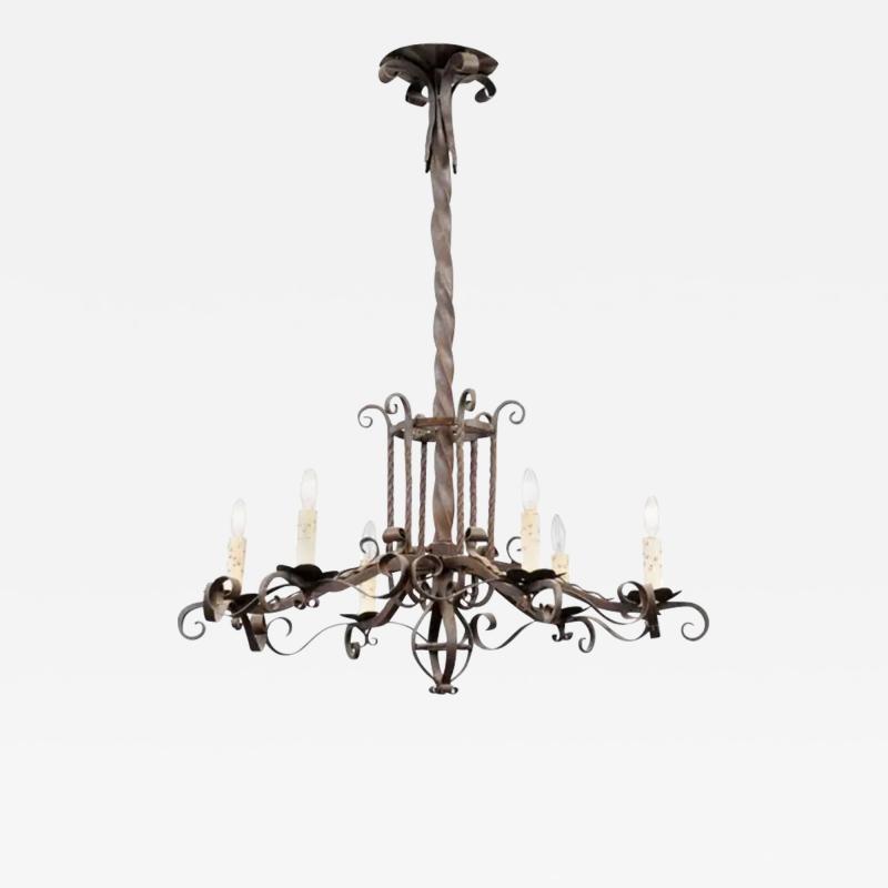 Napol on III 1870s Six Light Chandelier with Scrolling and Twisted Accents