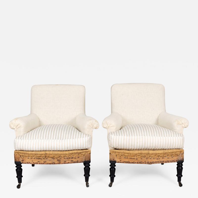 Napoleon III Cushioned Armchairs A Pair