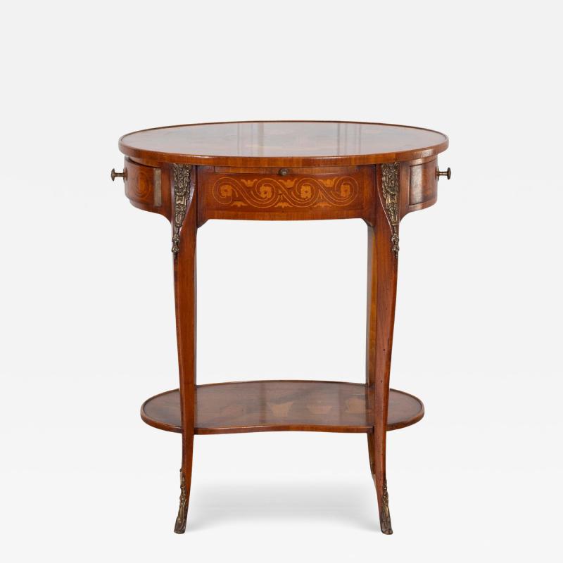 Napoleon III Marquetry Side Table with Floral Inlay France Late 19th Century