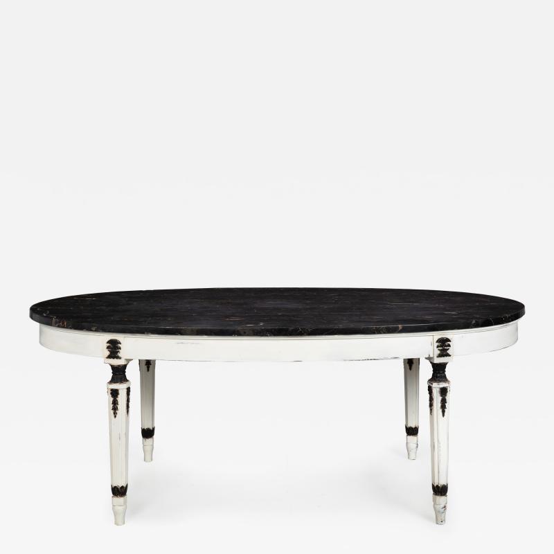 Napoleon III Ovular Dining Table with Nero Portoro Marble Top