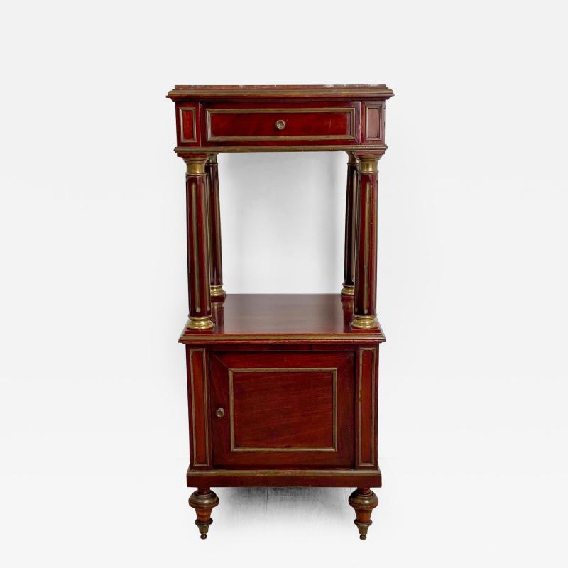 Napoleon III Side Table in Mahogany with Brass Trim and Marble Top