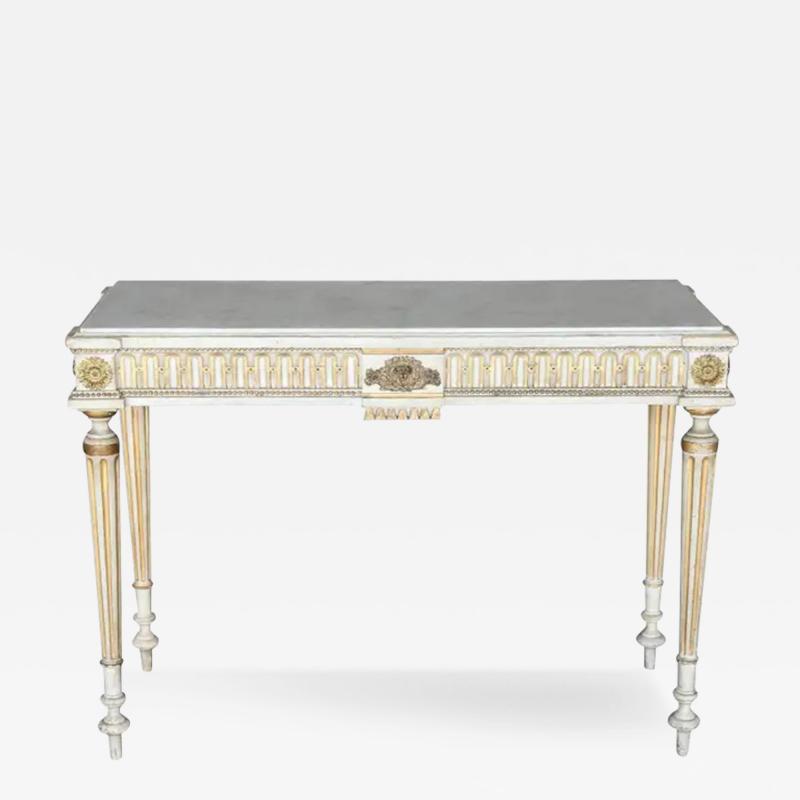 Narrow Louis XVI Style French Console with Marble Top