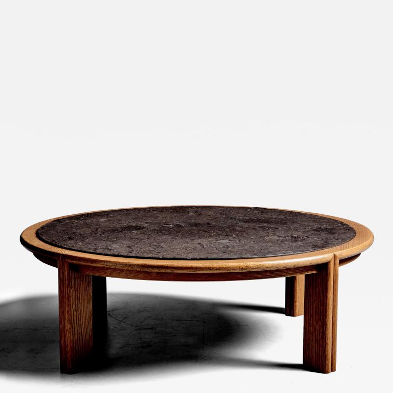 Narrow Oak Coffee Table with Slate Insert