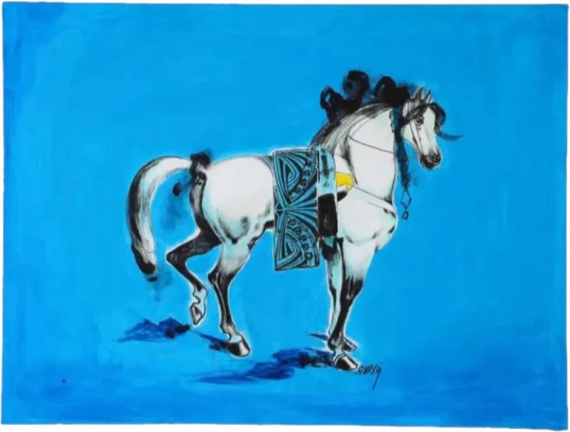 Nasser Ovissi Iranian Born 1934 Arabian Horse Oil on Canvas Painting