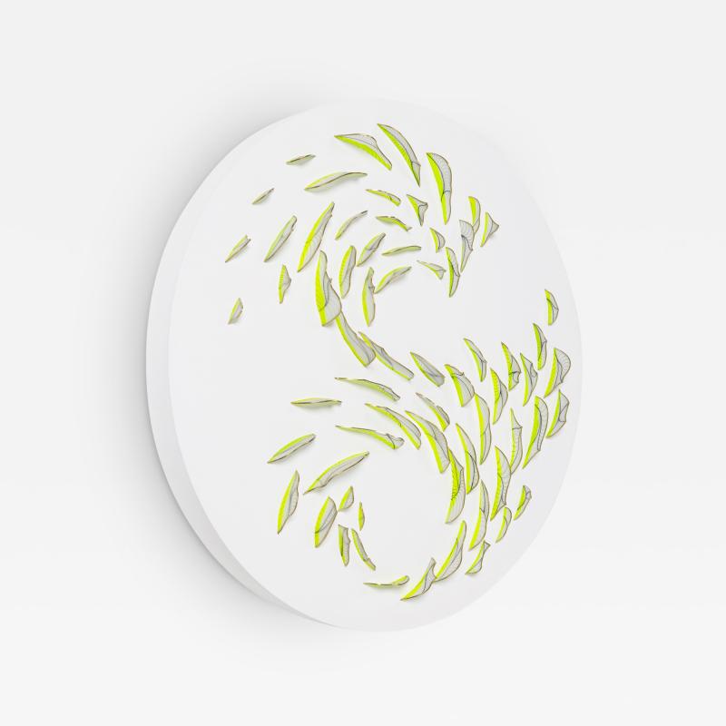 Natale Adgnot Mixed Media Wall Sculpture Titled Reflex Dispersion Round 