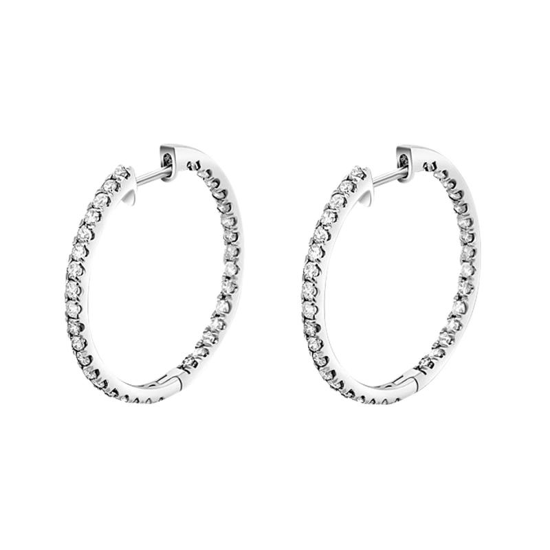 Natual 1 2 Carat Diamond Inside Out Hoop Earrings in 14K Gold