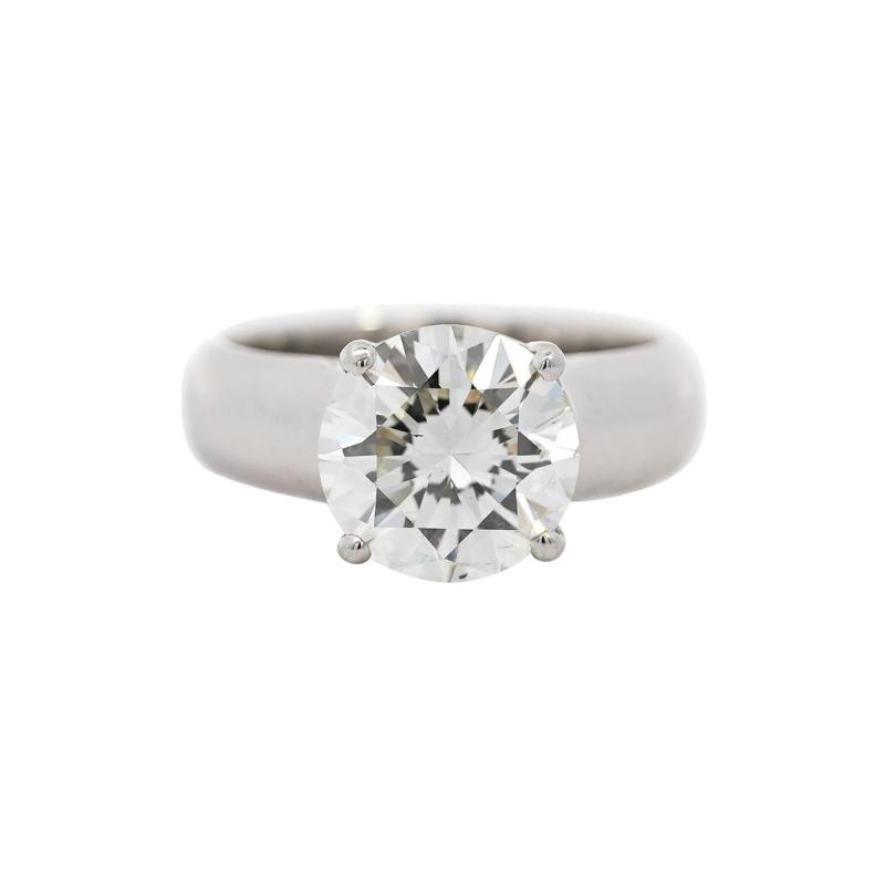 Natural 4 07 Carat H SI1 Round Diamond Solitaire Wide Shank Ring In Platinum