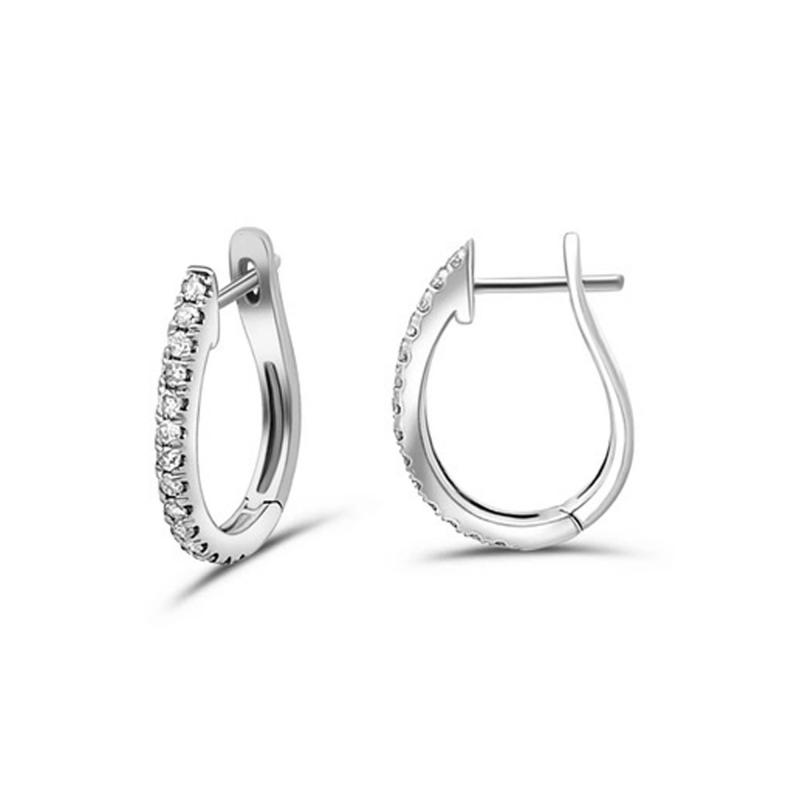 Natural 4 10 CTTW Diamond Hoop Earrings in 14K Solid Gold