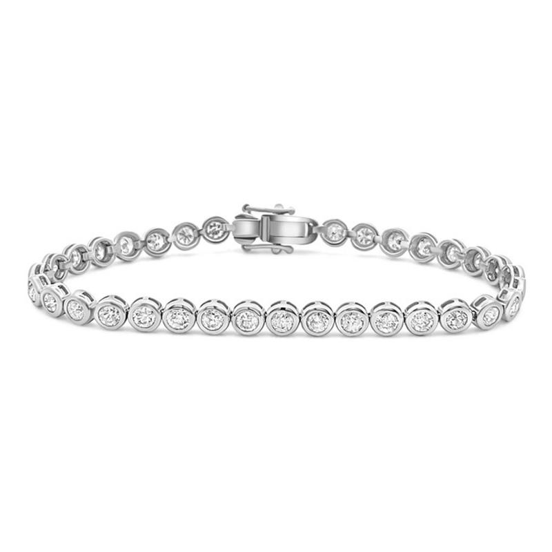 Natural 5 Carat Diamond Bezel Tennis Bracelet in 14K White Gold