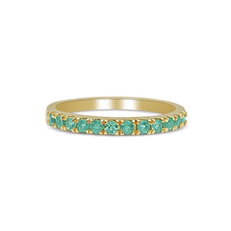 Natural Emerald Band in 14k Yellow Gold Wedding Band