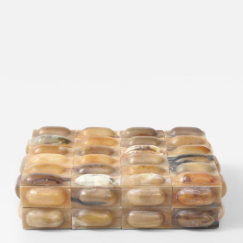 Natural Horn Oval Tiled Clad Box