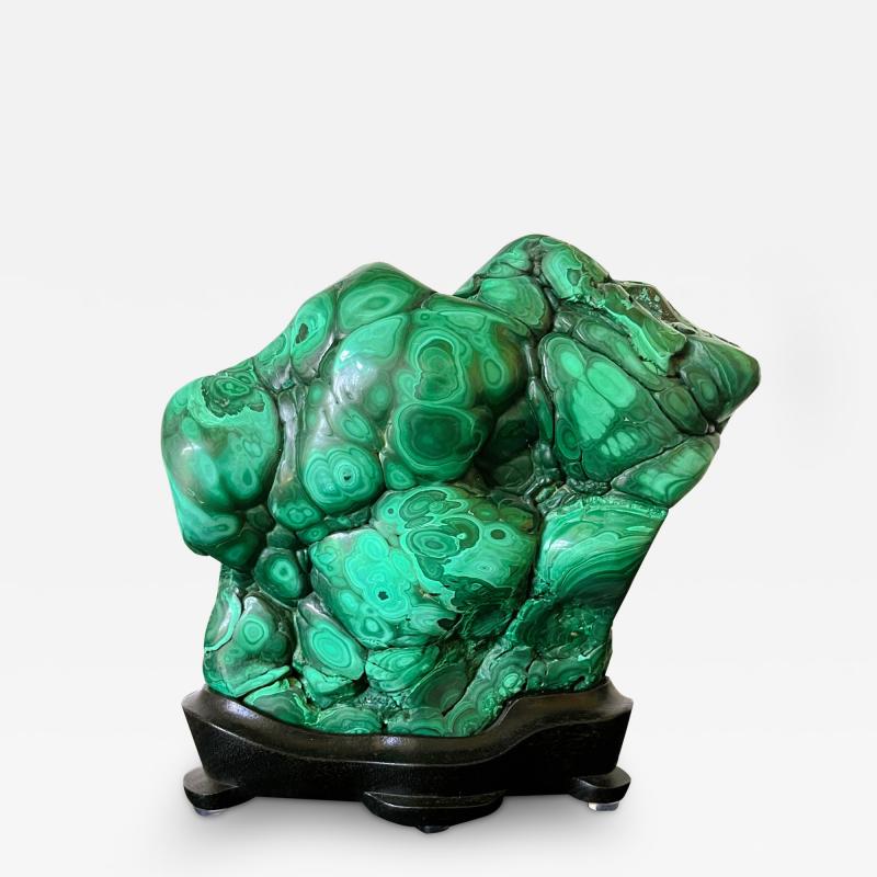 Natural Malachite Rock on Display Stand as Chinese Scholar Stone