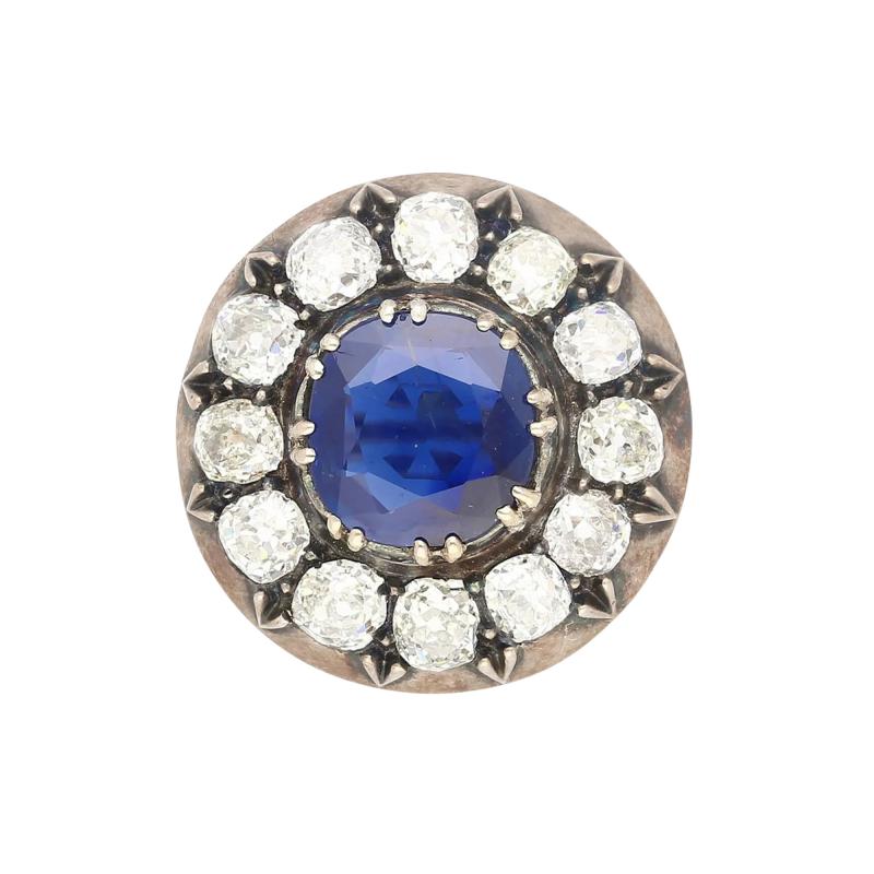 Natural No Heat 3 82 Carat Sapphire Brooch Sapphire Stones in Silver 9K Gold