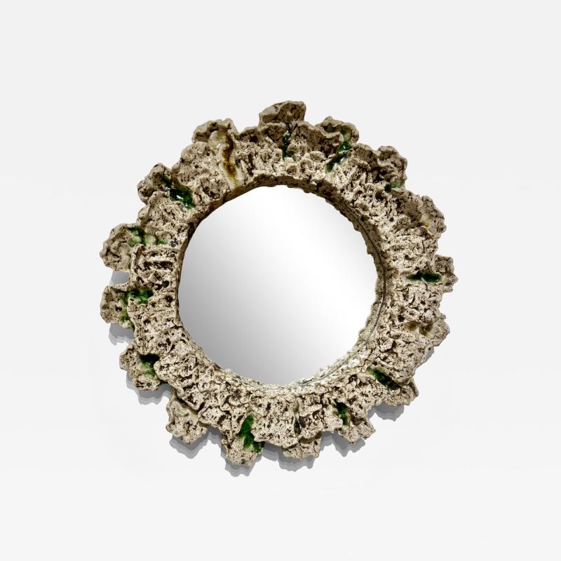 Nature inspired freeform Ceramic Mirror Made By Aram C Stamped Aram C 