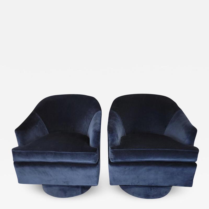 Navy Blue Drexel Swivel Chairs