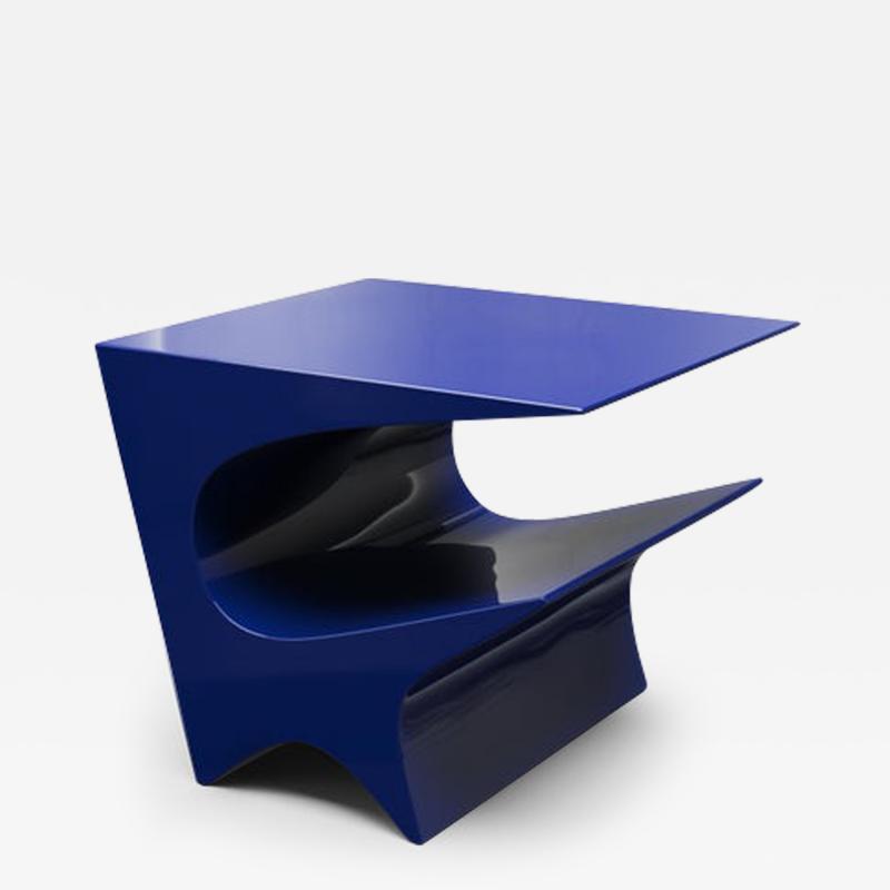 Neal Aronowitz Star Axis Side Table in Blue Aluminum by Neal Aronowitz