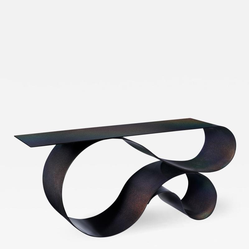 Neal Aronowitz Whorl Console in Black Matte Powder Coated Aluminum by Neal Aronowitz