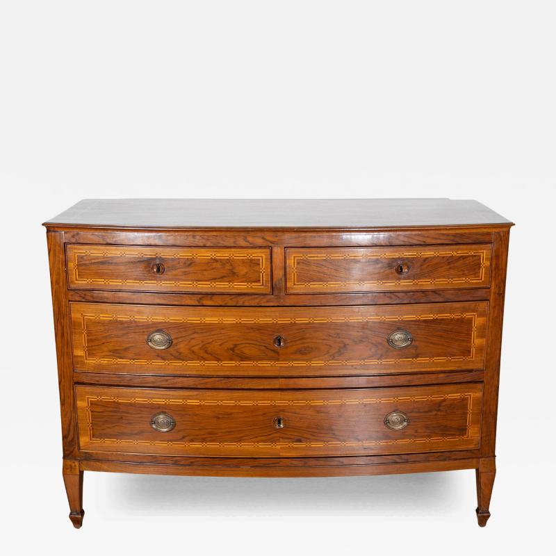Neapolitan Chest of Drawers in Walnut with Plum Wood Inlay Italy 19th Century
