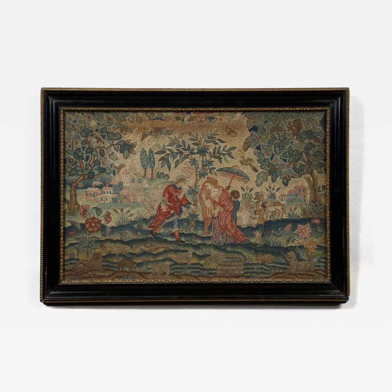 Needlework Picture representing the Old Testament story of Rebecca and Eliezer